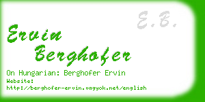 ervin berghofer business card